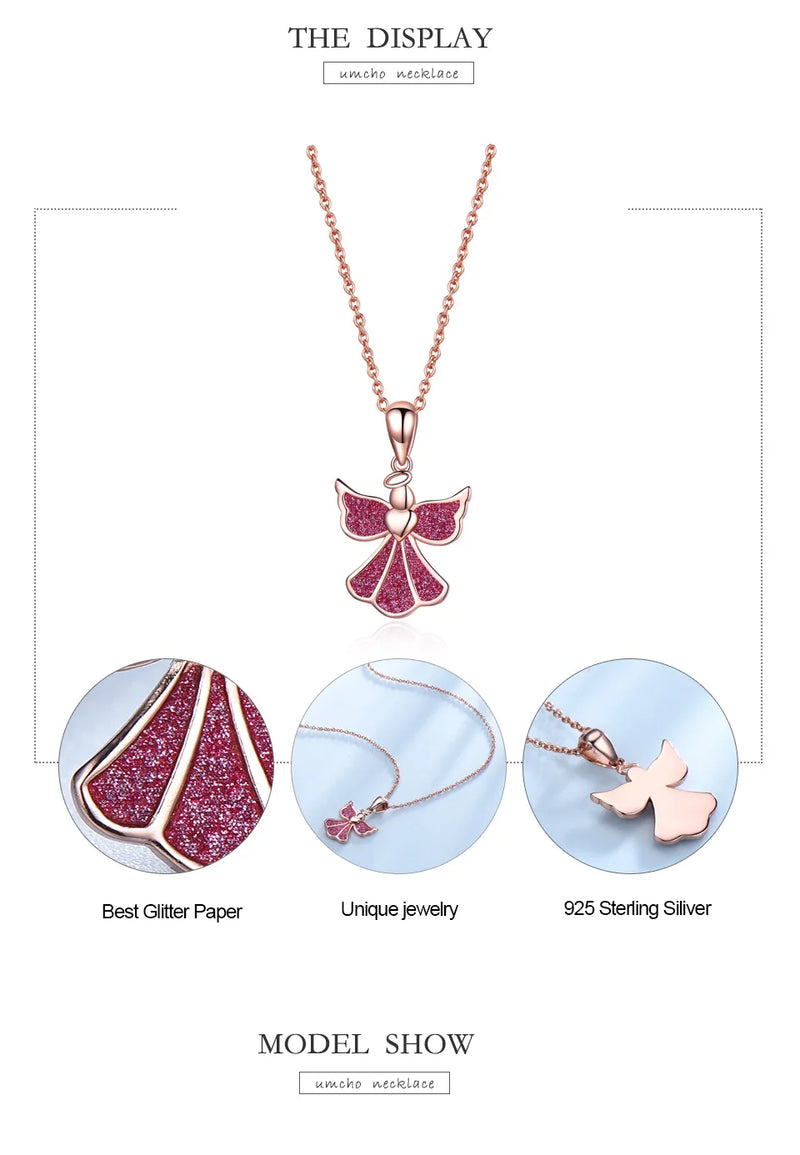 Silver Romantic Angle Necklace For Women