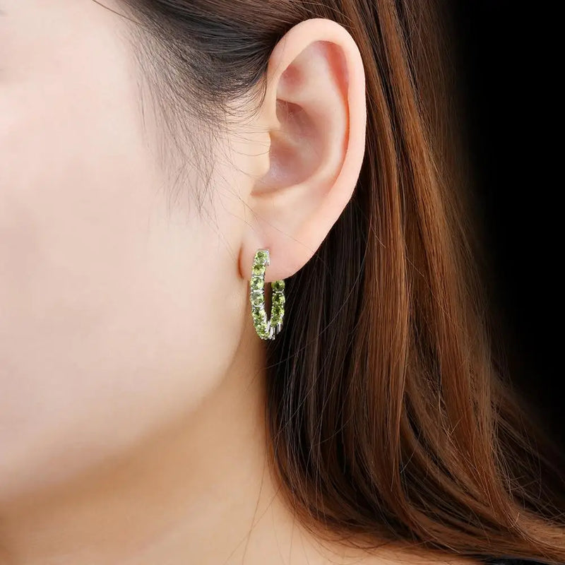 Sterling Silver Peridot Clip Earrings 4.70 ctw for Women