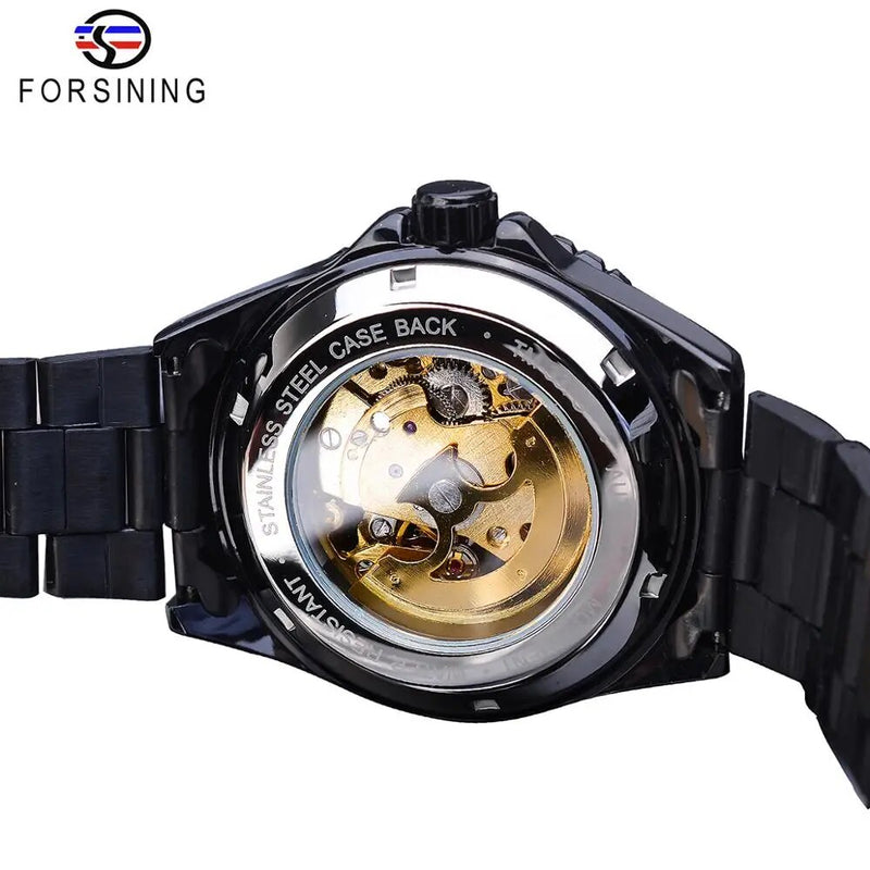 Stainless Steel Automatic Mechanical Watch with Luminescent Hands for Men