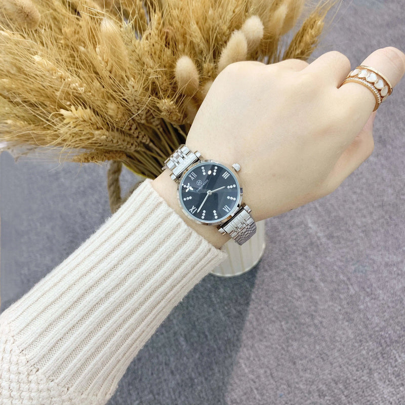 Luxury Stainless Steel Women's Watch with Japan Quartz Movement and Waterproof Design.