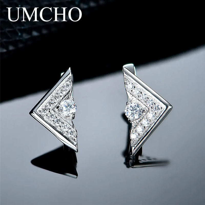 925 Sterling Silver Triangle Clip Earrings for Women