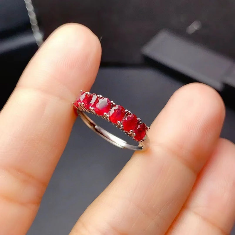 Sterling Silver Myanmar Ruby Ring for Her