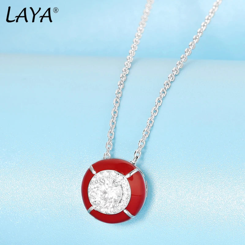 Sterling Silver 925 Zircon, Enamel Necklace and Earrinng Set for Women