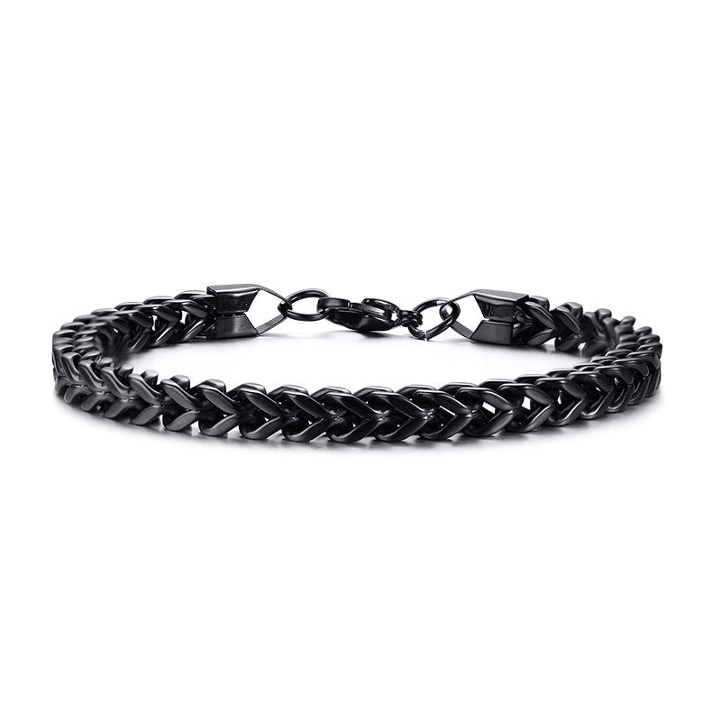 Stainless Steel Wheat Link Chain Bracelet, 6.5MM-12.5MM, Two-Strand, for Men