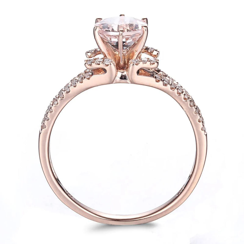 10K Rose Gold Morganite 6.5mm Engagement Ring for Women