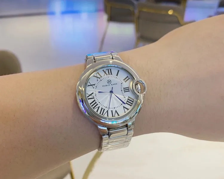 Luxury Silver Steel Fashion Wristwatch for Women