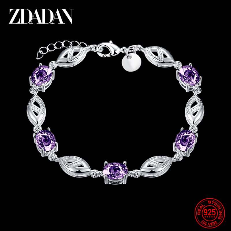 Sterling Silver Amethyst Geometric Bracelet for Women