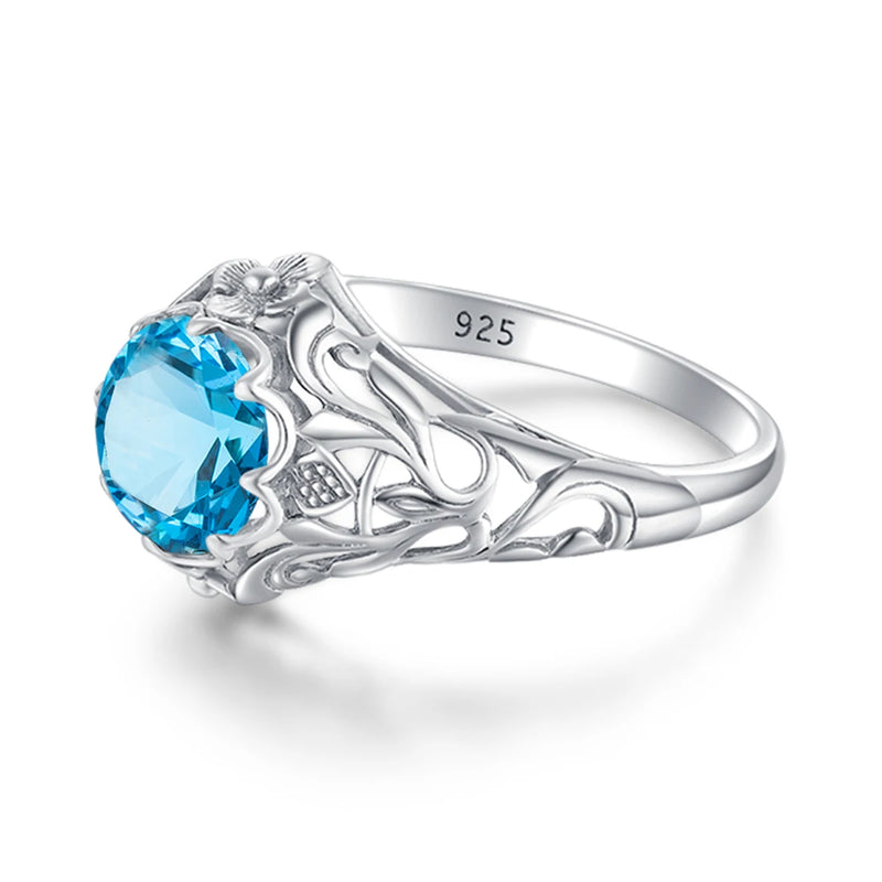 Sterling Silver Blue Topaz Ring for Women