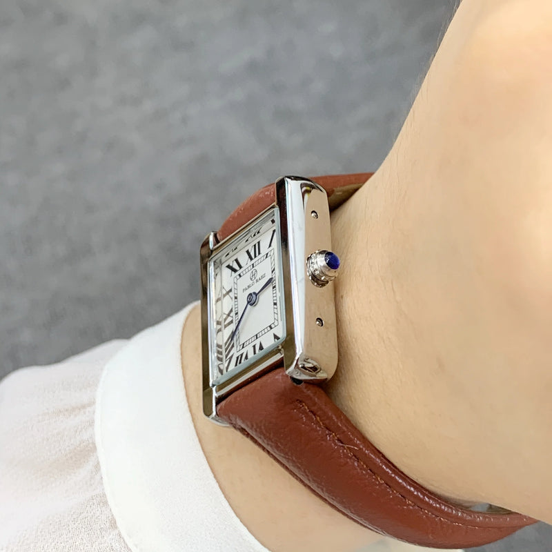 Elegant Simple Rectangle Brown Leather Women's Fashion Casual Retro Wristwatch