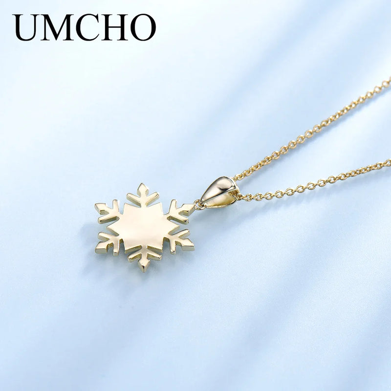 925 Sterling Silver Snowflake Pendant Necklace for Women