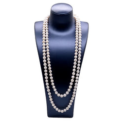 Sterling Silver Freshwater White Pearl Long Necklace for Women