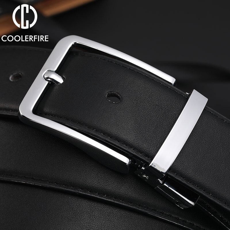 Genuine Leather Rotatable Buckle Belt for Men