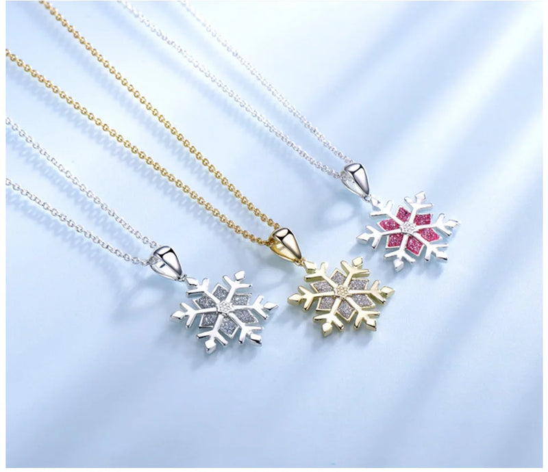 925 Sterling Silver Snowflake Pendant Necklace for Women