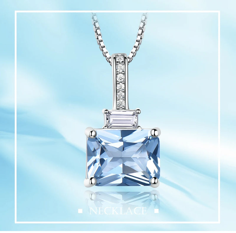 Sterling Silver Sky Blue Topaz Pendant Necklace for Women