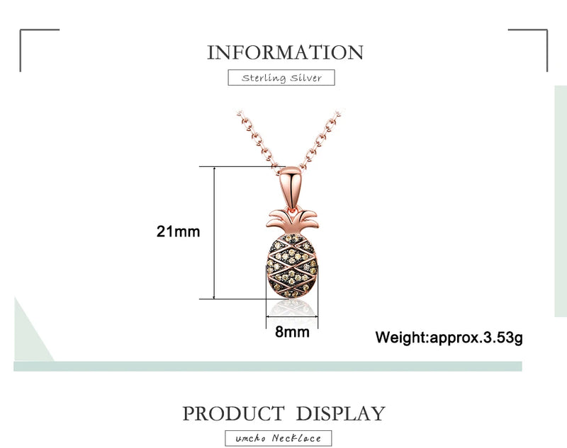 Sterling Silver Pineapple Pendant Necklace for Girls