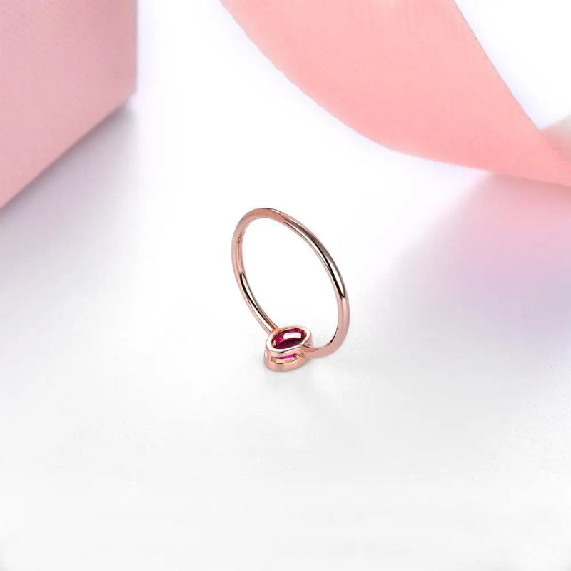 14K Rose Gold 0.35 Ctw Oval Ruby Ring for Her