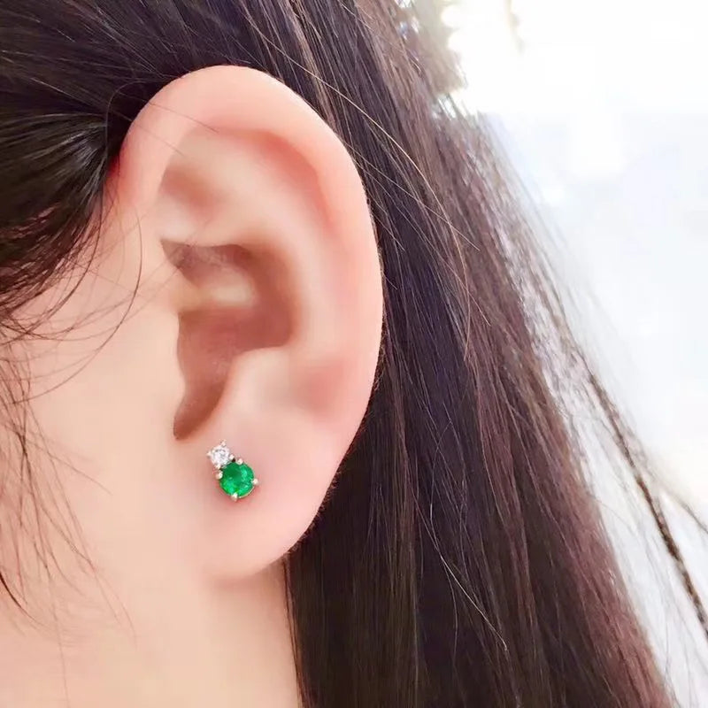 Sterling Silver Emerald Earrings for Women