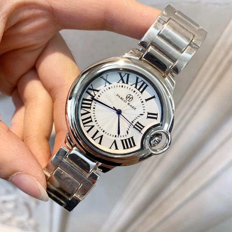 Luxury Silver Steel Fashion Wristwatch for Women