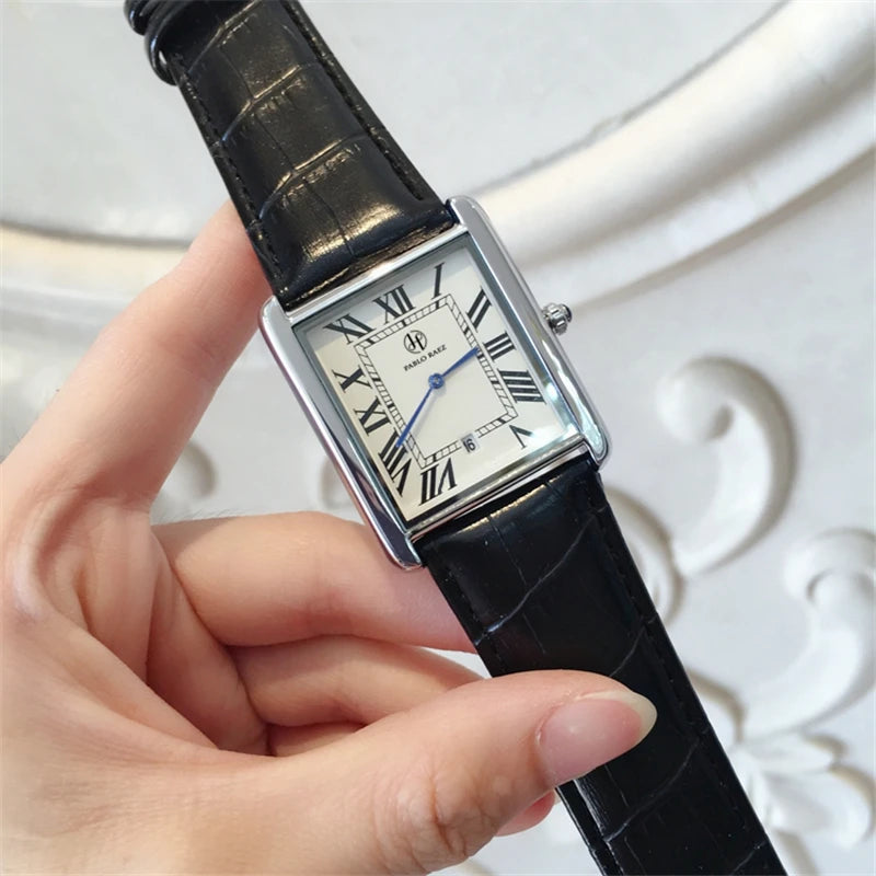 Luxury Men's & Women's Fashion Rectangle Thin Leather Watch