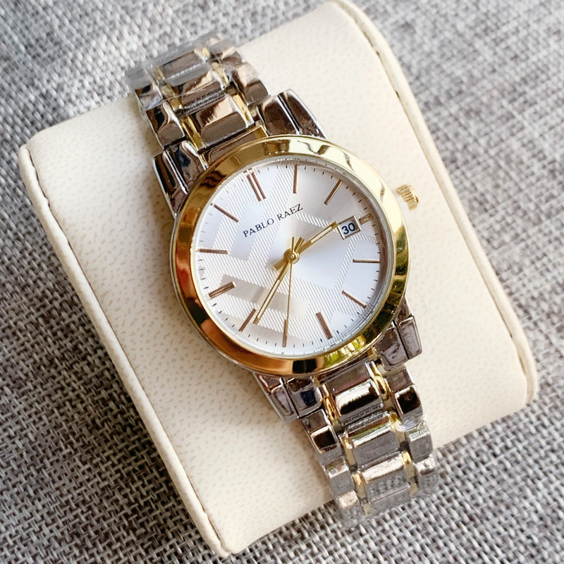 Luxurious Gold Women's Watch with Creative Fashion Steel Bracelet