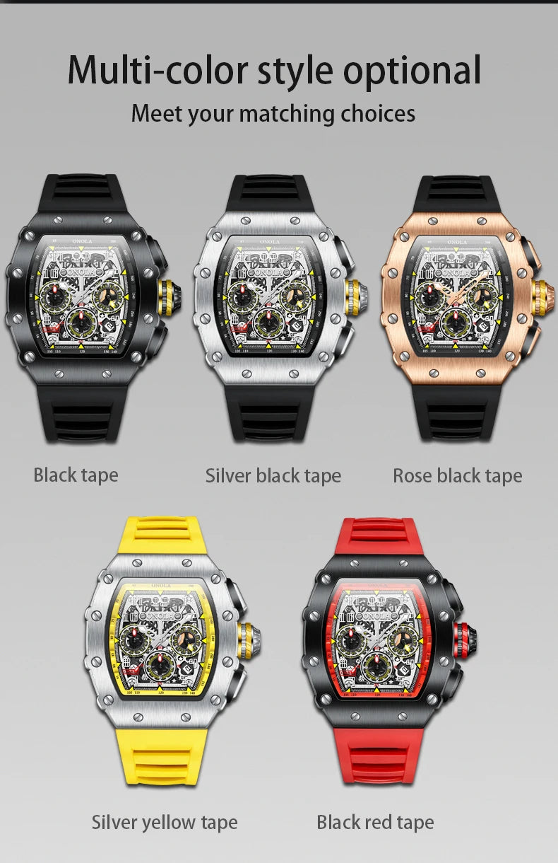 Stainless Steel Multifunction Luminous Sports Watch for Men