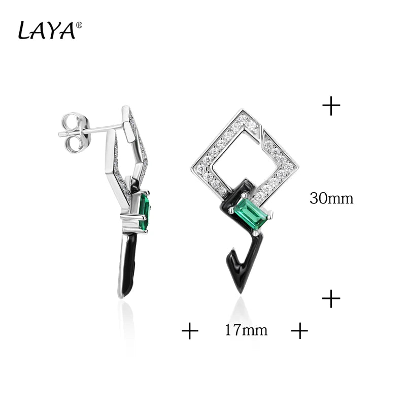 Sterling Silver Green Zircon Earrings for Women