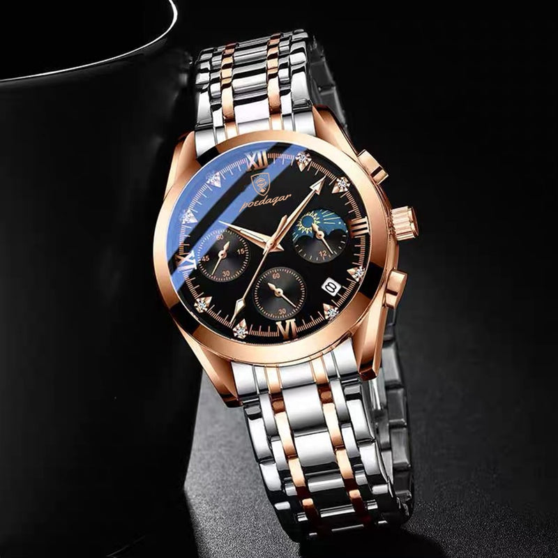 Stainless Steel Quartz Date Luminous Sport Watch for Men