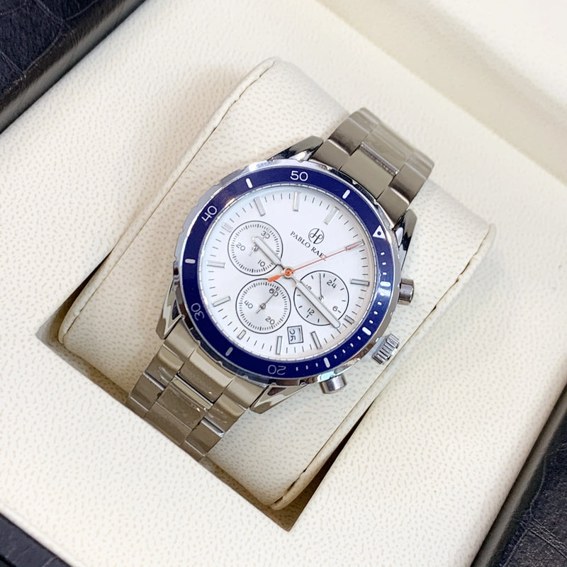 Luxury Men's Steel Chronograph Watch with Date Calendar and Business Casual Sports Style