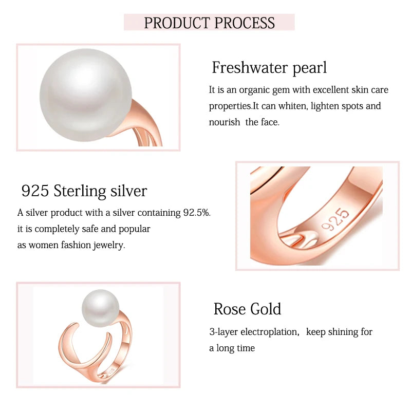 Sterling Silver Natural Freshwater Pearl Statement Ring for Women