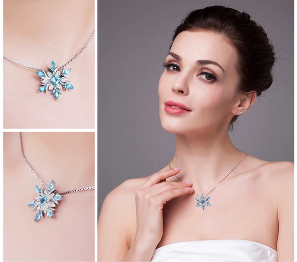 Sterling Silver Blue Topaz Pendant Necklace for Woman