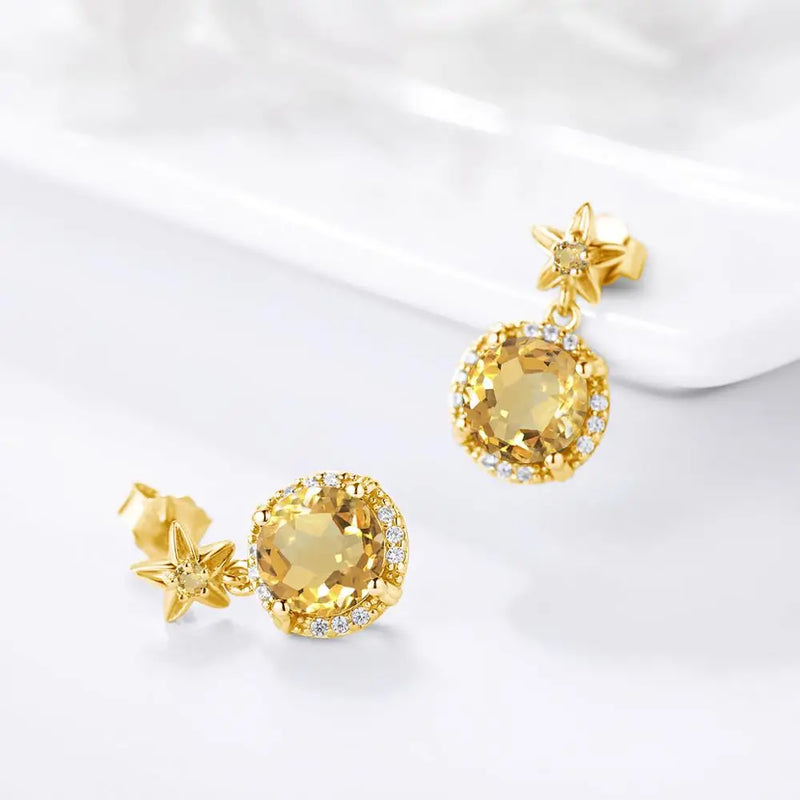 14K Gold Natural Citrine Stud Earrings, 0.50ctw for Women