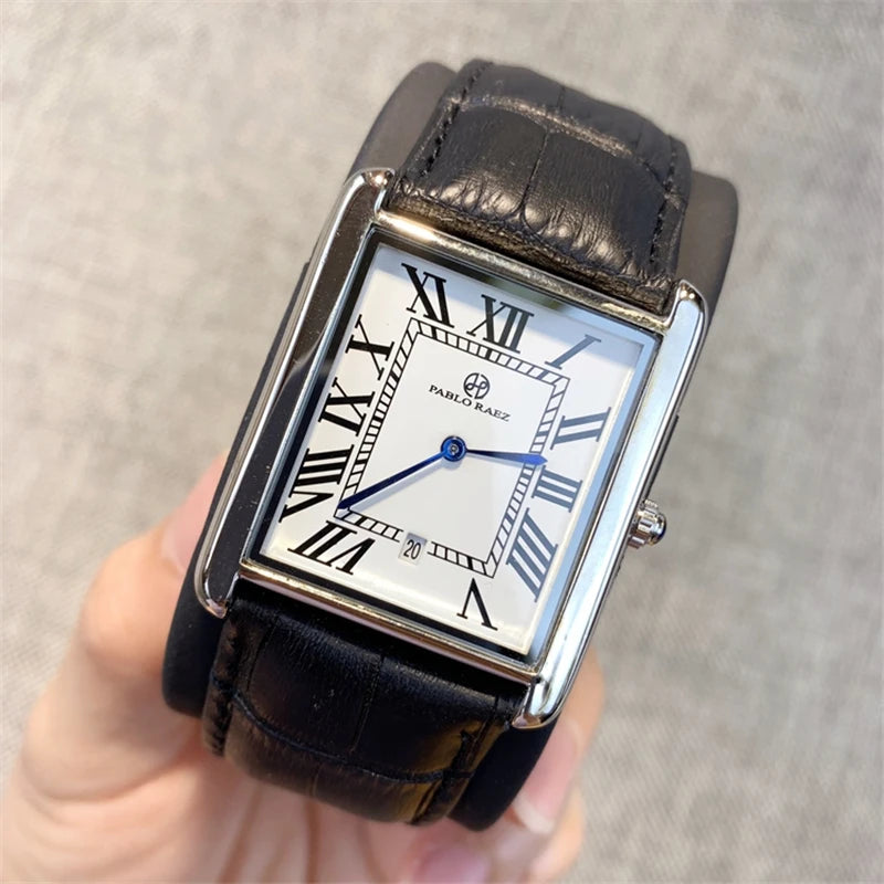 Luxury Men's & Women's Fashion Rectangle Thin Leather Watch