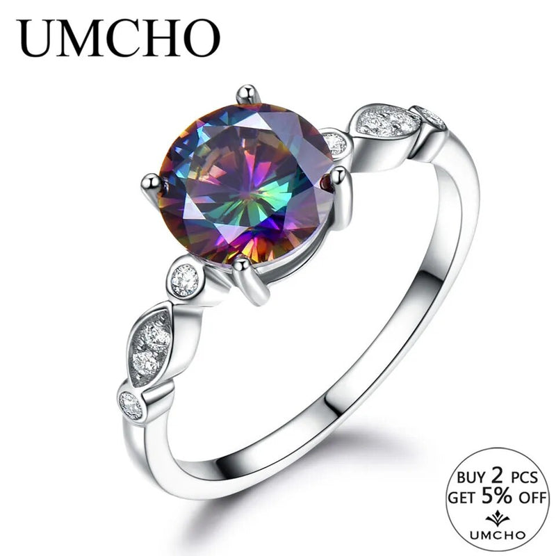 Sterling Silver Mystic Topaz Engagement Ring for Women