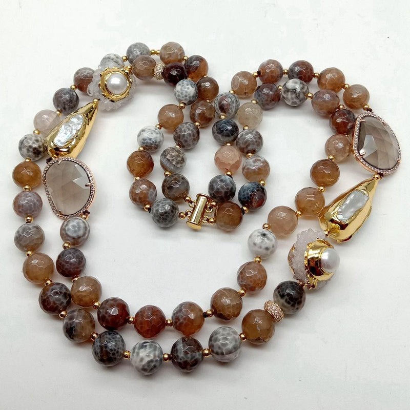 Sterling Silver Fire Agate Druzy Choker Necklace for Women