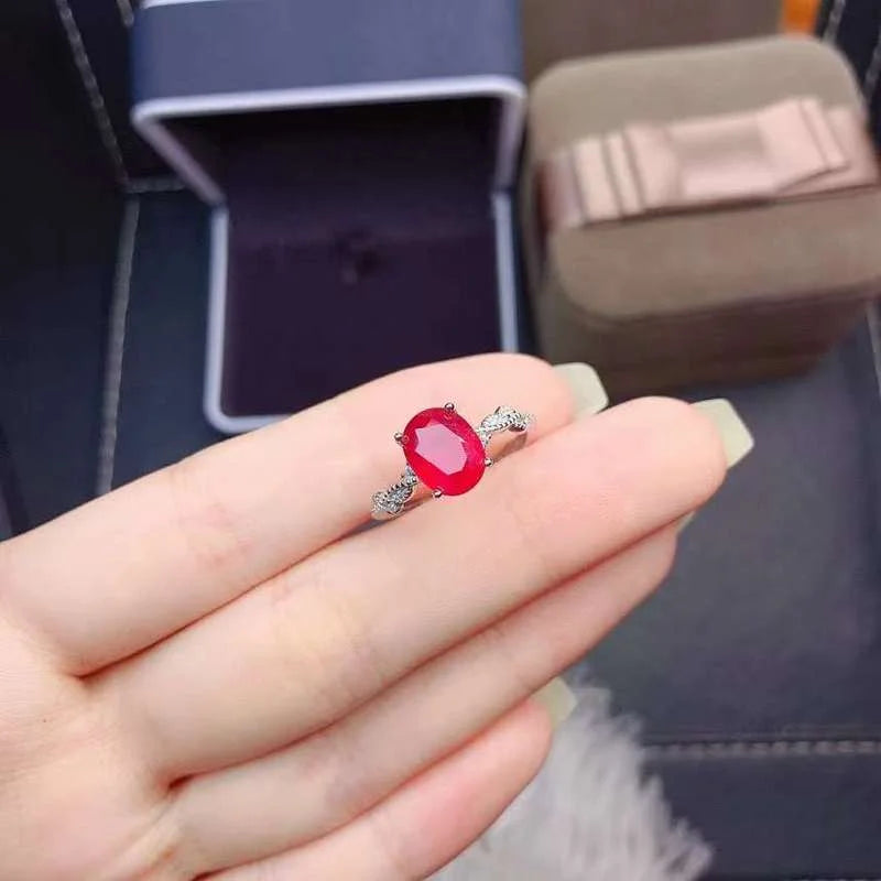 925 Sterling Silver Ruby Ring for Women