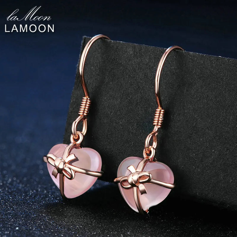 925 Sterling Silver Rose Gold Vermeil Rose Quartz Jewelry Set For Women