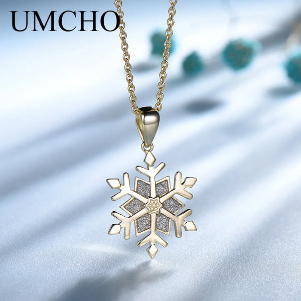 925 Sterling Silver Snowflake Pendant Necklace for Women