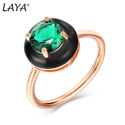 Sterling Silver Green Glass Enamel Ring for Women