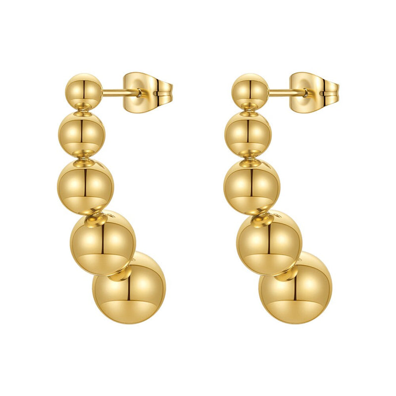 ENFASHION Piercing 5 Balls Earrings For Women Gold Color Drop Earring Stainless Steel Fashion Kewelry Christmas Kolczyki E211331