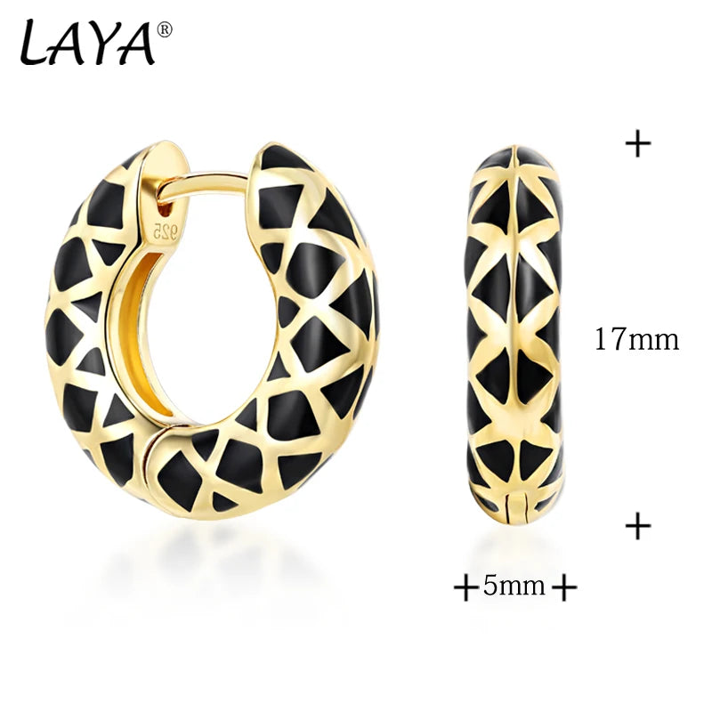 925 Sterling Silver Enamel Hoop Earrings for Women