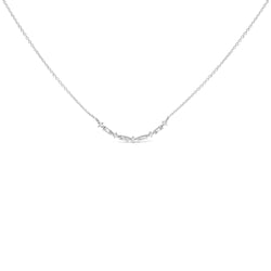 14K White Gold 1/5 Cttw Diamond Mixed Shape Curve Bar Pendant Necklace (H-I Color, VS2-SI1 Clarity) - 18" Inches