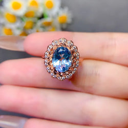 Sterling Silver Blue Topaz Ring for Women