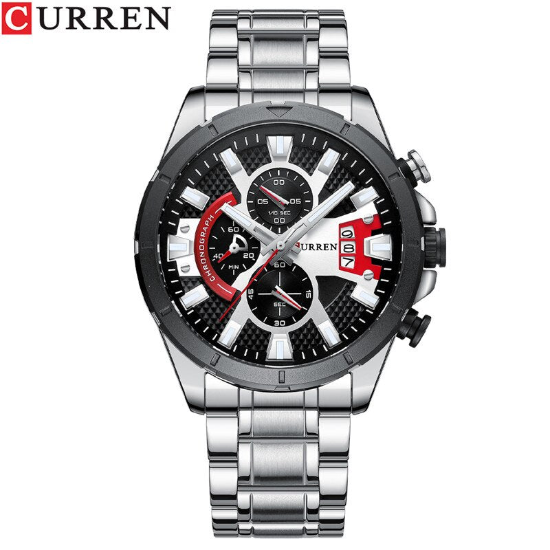 Stainless Steel Chronograph Waterproof Wristwatch for Men