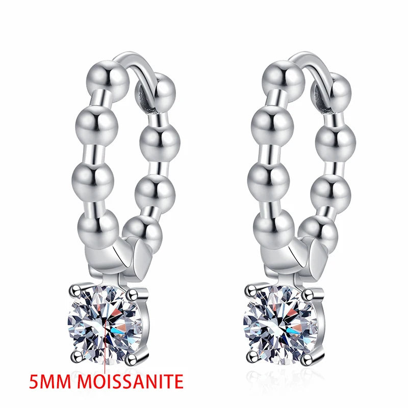 925 Sterling Silver Colorless Moissanite Hoop Earrings for Women