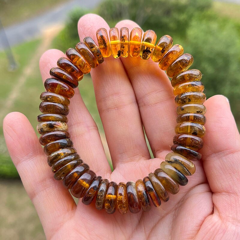 Sterling Silver Natural Amber Bracelet for Unisex