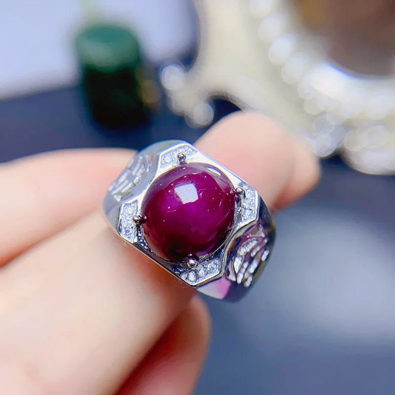 925 Sterling Silver Natural Ruby Ring for Men