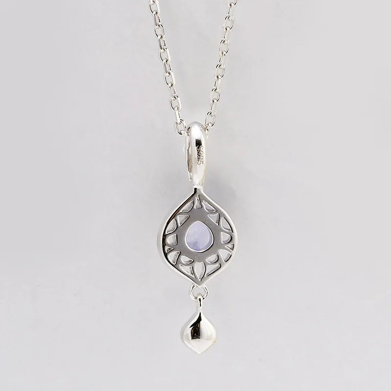 925 Sterling Silver Tanzanite Water Drop Pendant Necklace for Women