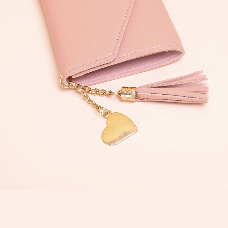 Pink Mini Tassel Pendant Wallet Mini Wallet for Women