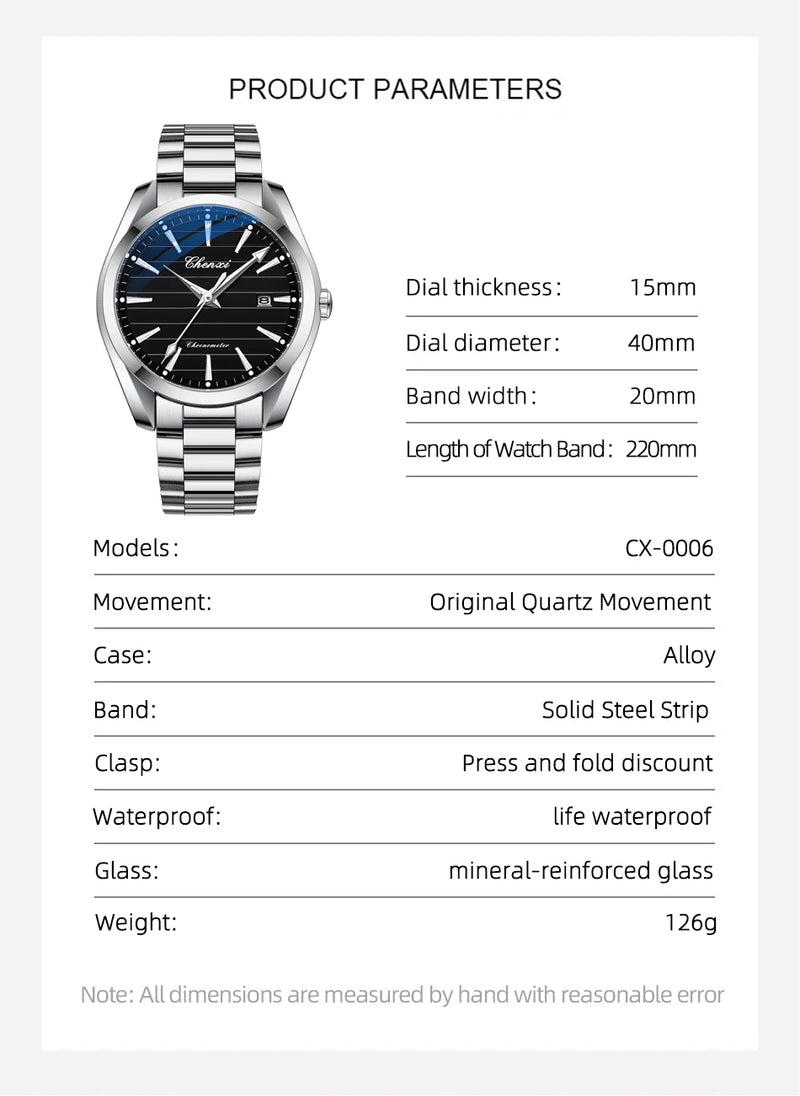 Stainless Steel Quartz Watch for Men