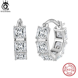 Sterling Silver Round Zircon Hoop Earrings for Women